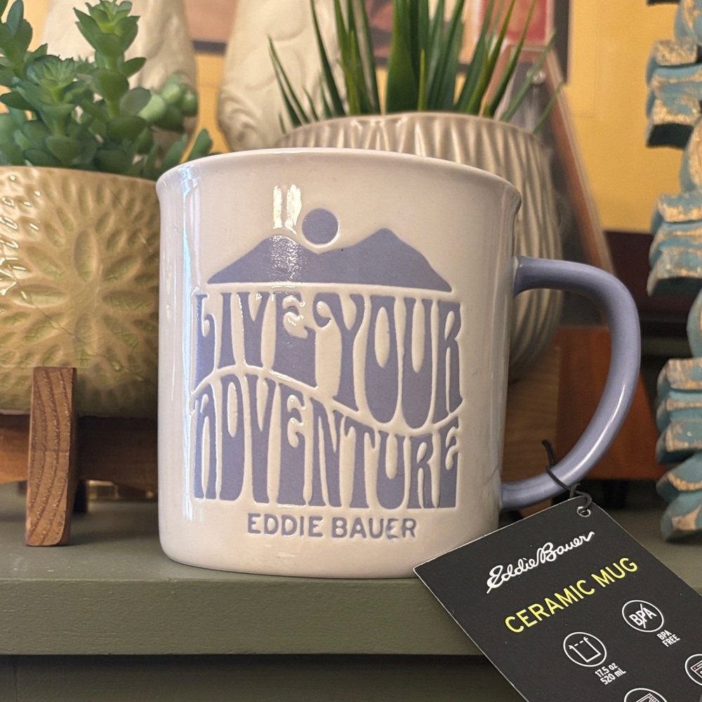 🆕 Eddie Bauer Adventure Mug - Ivory/cream and Lavender, NWT